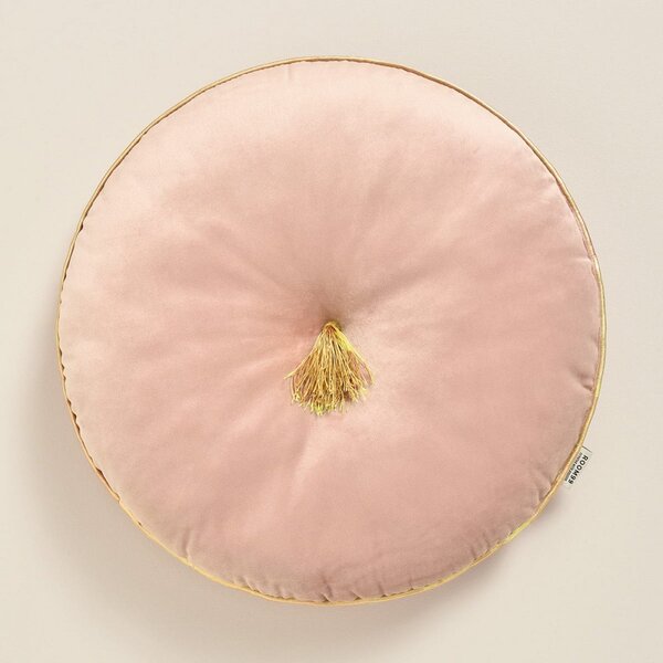 Pernă decorativă rotundă din catifea roz deschis