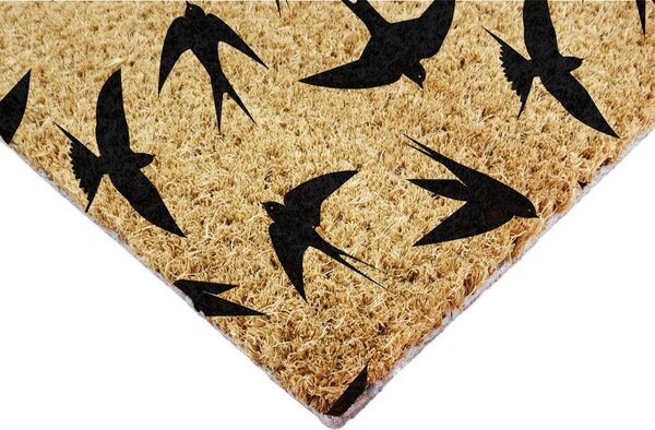 Covoraș de intrare din fibre de nucă de cocos 40x60 cm Swallows – Artsy Doormats