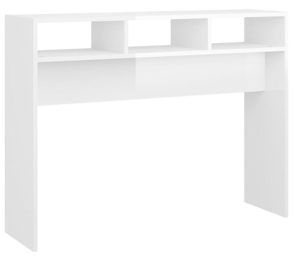 Masă consolă, alb extralucios, 105x30x80 cm, PAL