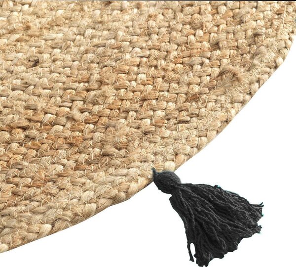 Covor negru-natural rotund ø 120 cm Shira – douceur d'intérieur