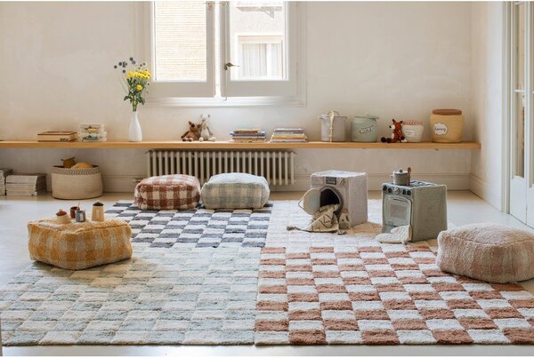 Covor roz deschis/crem lavabil/țesut manual din bumbac 120x160 cm Kitchen Tiles Rose – Lorena Canals