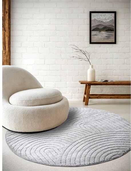 Covor gri deschis rotund ø 160 cm Panglao New York Light Grey – Elle Decoration