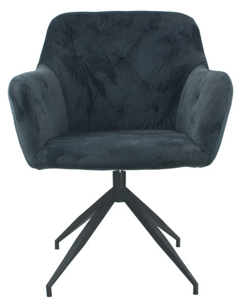Scaun pivotant, tesatura de catifea gri inchis negru, VELEZA NEW