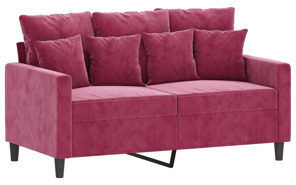 Canapea cu 2 locuri, roșu vin, 120 cm, catifea
