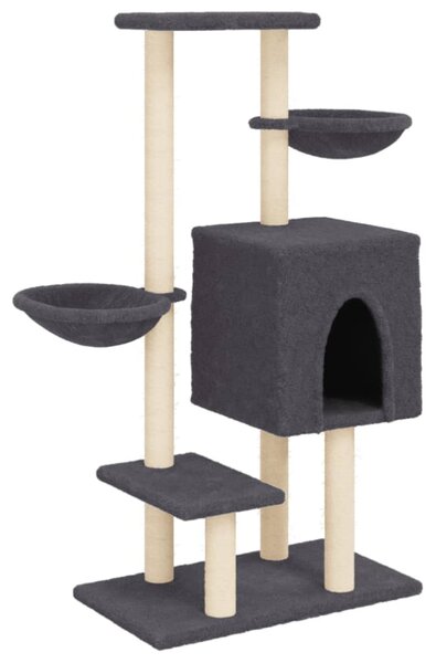 Ansamblu pisici cu stâlpi din funie sisal, gri închis, 117 cm