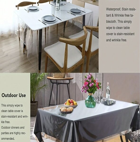 Fata de masa transparenta Pufo Simple, 140 x 250 cm, protectie eleganta si practica pentru masa
