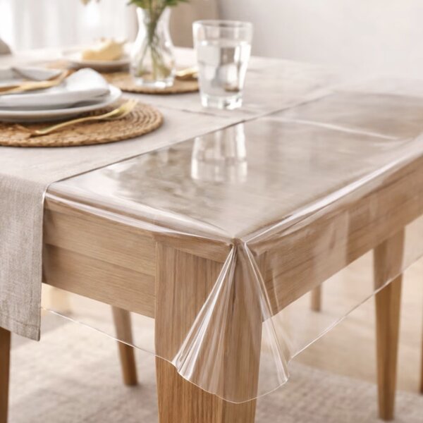 Fata de masa transparenta Pufo Simple, 140 x 250 cm, protectie eleganta si practica pentru masa
