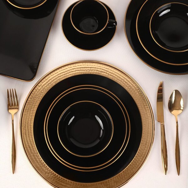 Set cina 275KRM1663, 44 piese, negru, ceramica