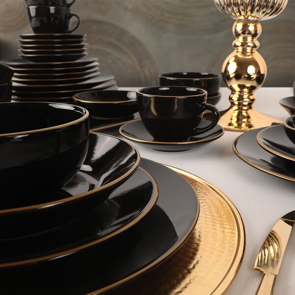 Set cina 275KRM1663, 44 piese, negru, ceramica