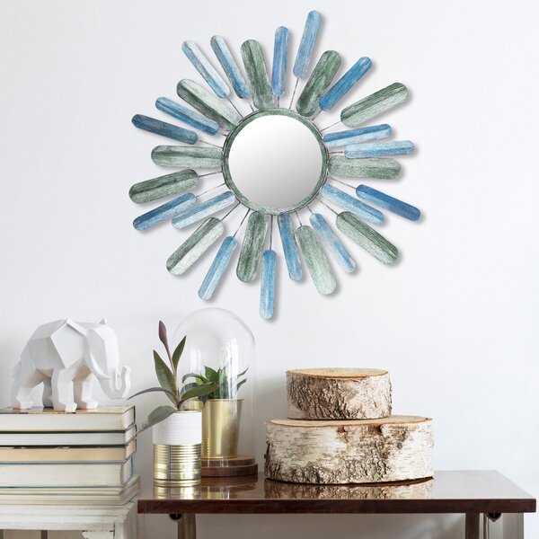 Decoratiune perete Metal Art Mirror Sun, 100% metal, multicolor, 75x75