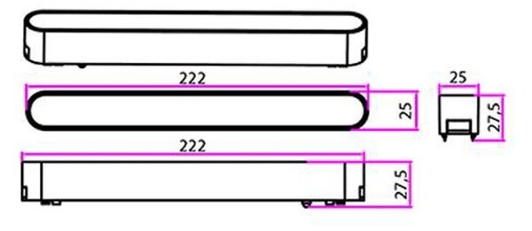 Spot LED pe sina magnetica, putere 12W, 720 lm, 222 x 25 x 27.5 mm, carcasa neagra