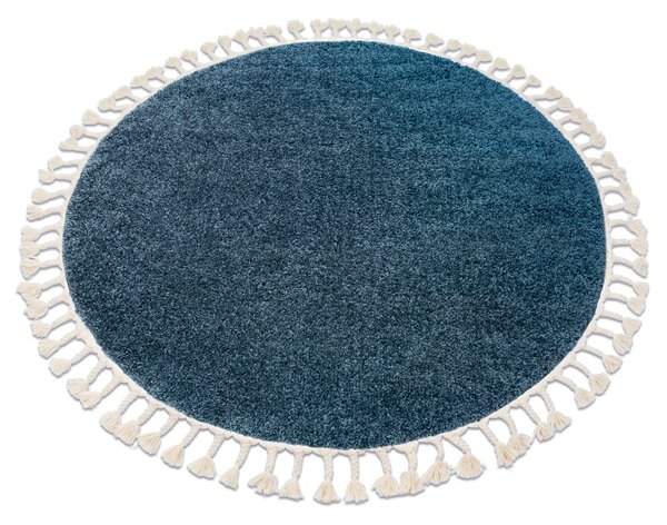 Covor Berber 9000 cerc albastru Franjuri shaggy