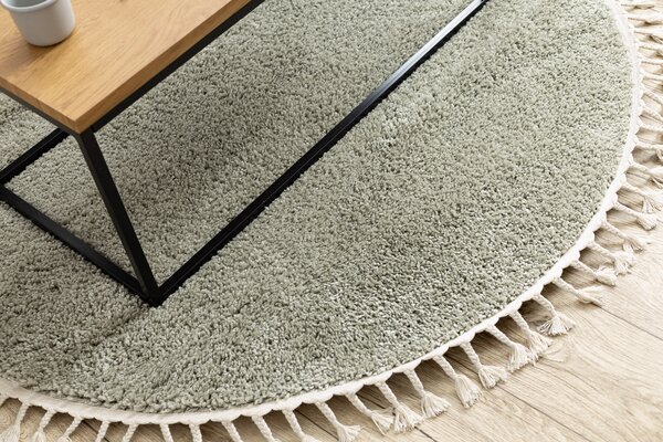 Covor Berber 9000 cerc verde Franjuri shaggy