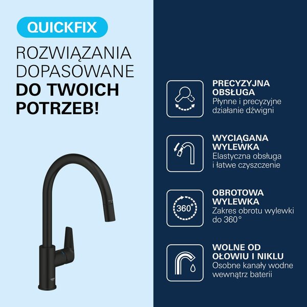Grohe Start Edge baterie bucătărie pe picior negru 305502430