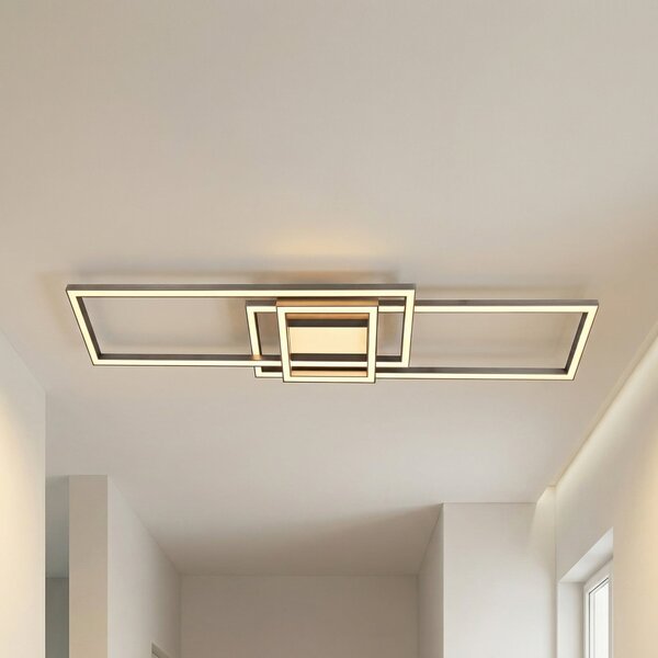 Lindby plafonieră LED Mairin, CCT, telecomandă, dimabil, reglabil, Gri, Camera de zi / sufragerie, Aluminiu, Modern