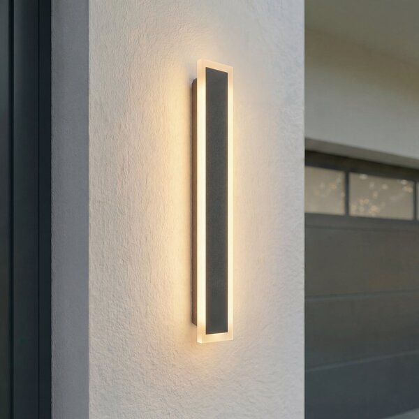 Lucande Lampa de perete pentru exterior cu LED Ilora, negru, 60 cm, CCT, IP65, Negru, Oțel inoxidabil, Modern