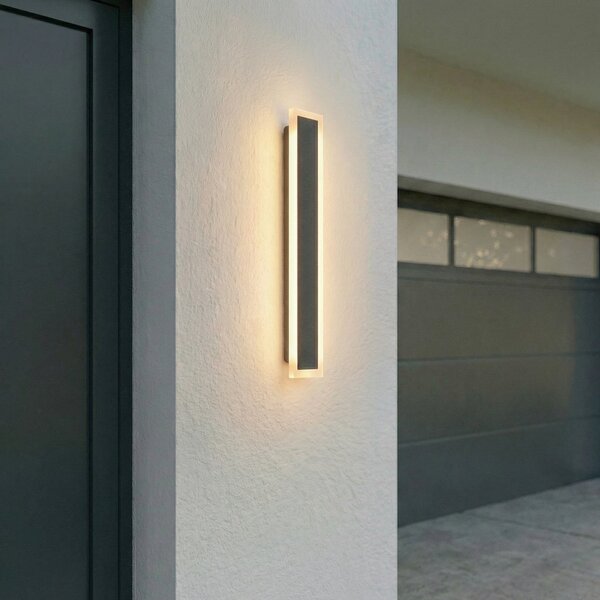 Lucande Lampa de perete pentru exterior cu LED Ilora, negru, 60 cm, CCT, IP65, Negru, Oțel inoxidabil, Modern
