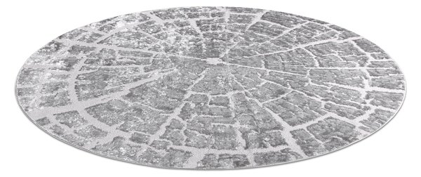 Covor MEFE modern Cerc 6185 Copac Lemn - structural două niveluri de lână gri