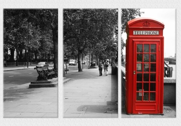 Set tablou 3 piese fosforescent Cabina telefonica Londra