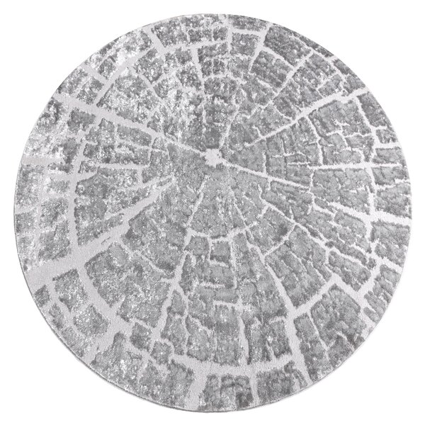 Covor MEFE modern Cerc 6185 Copac Lemn - structural două niveluri de lână gri