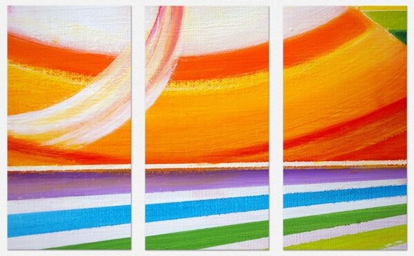 Set tablou 3 piese fosforescent Curcubeu abstract