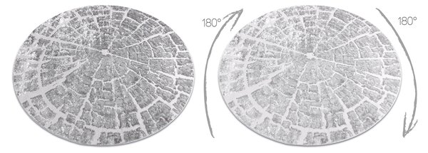 Covor MEFE modern Cerc 6185 Copac Lemn - structural două niveluri de lână gri