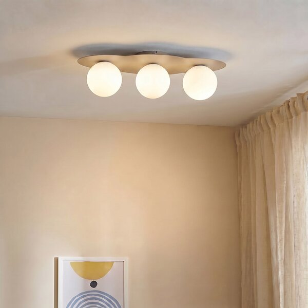 TK Lighting Plafonieră Cloud, bej, 3 becuri, sticlă, lungime 51 cm, G9, reglabil, Bej, Camera copiilor, Sticlă