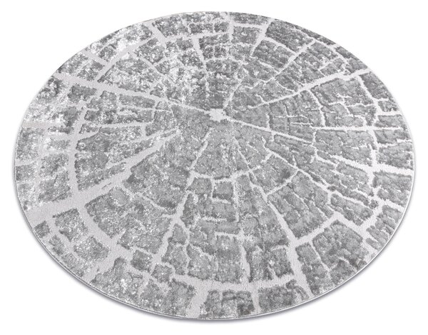 Covor MEFE modern Cerc 6185 Copac Lemn - structural două niveluri de lână gri