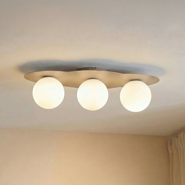TK Lighting Plafonieră Cloud, bej, 3 becuri, sticlă, lungime 51 cm, G9, reglabil, Bej, Camera copiilor, Sticlă