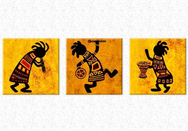 Set tablou 3 piese fosforescent Ritmuri africane