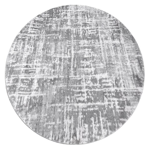 Covor MEFE modern Cerc 8722 Linii vintage - structural două niveluri de lână gri / alb