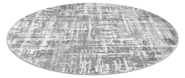 Covor MEFE modern Cerc 8722 Linii vintage - structural două niveluri de lână gri / alb