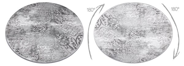 Covor MEFE modern Cerc 8724 Ornament vintage - structural două niveluri de lână gri