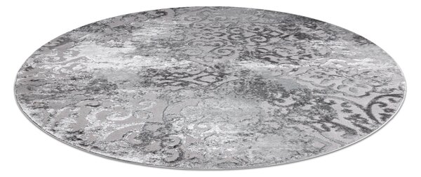 Covor MEFE modern Cerc 8724 Ornament vintage - structural două niveluri de lână gri