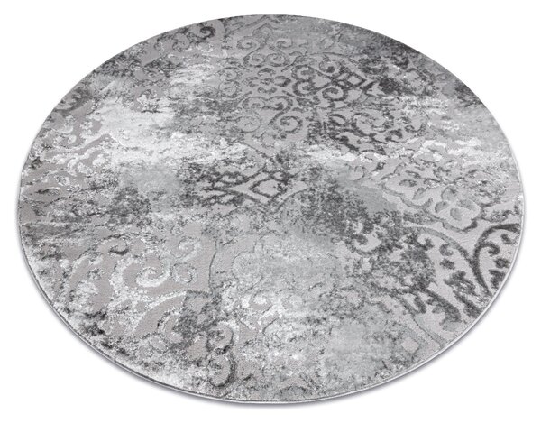 Covor MEFE modern Cerc 8724 Ornament vintage - structural două niveluri de lână gri