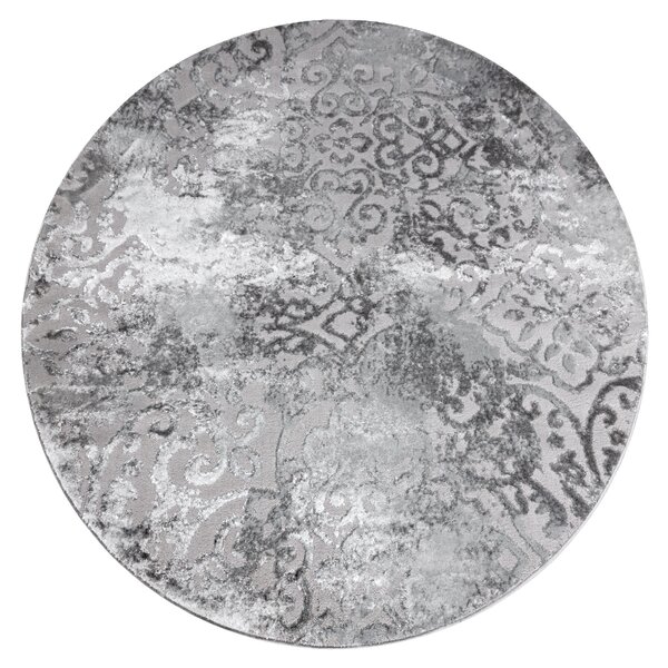Covor MEFE modern Cerc 8724 Ornament vintage - structural două niveluri de lână gri