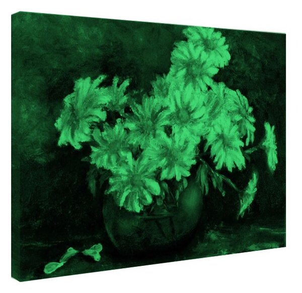 Tablou fosforescent Margarete pe fundal albastru