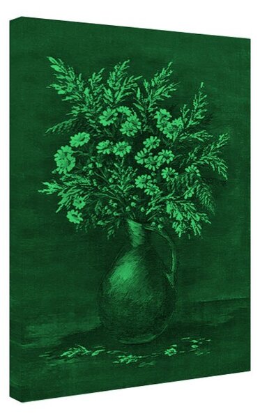 Tablou fosforescent Flori de musetel pe fundal verde
