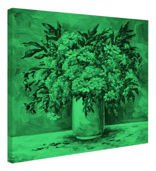 Tablou fosforescent Flori de musetel si albastrele in vaza de lut