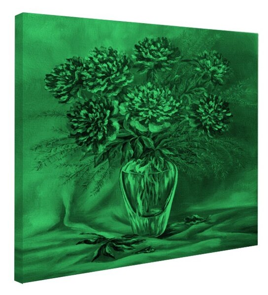 Tablou fosforescent Bujori in vaza de sticla