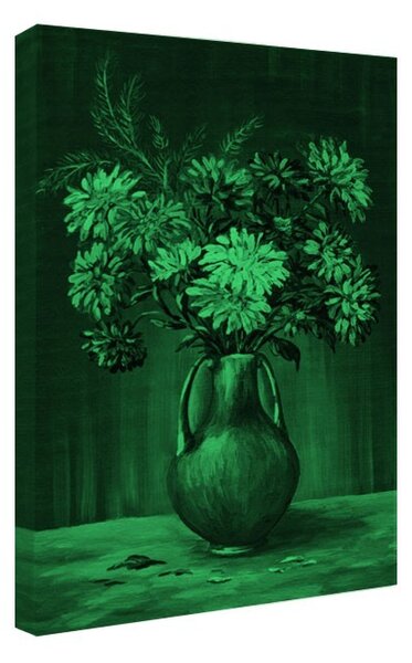 Tablou fosforescent Buchet de ochiului boului in vaza de lut