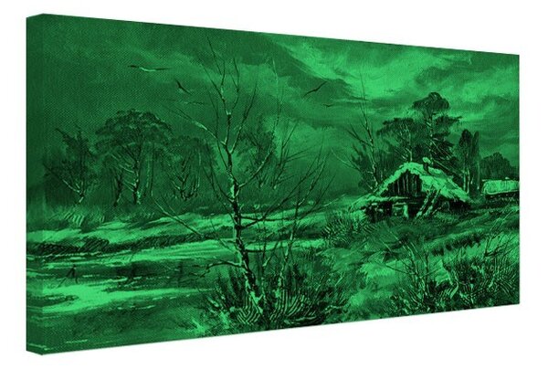 Tablou fosforescent Iarna langa lac