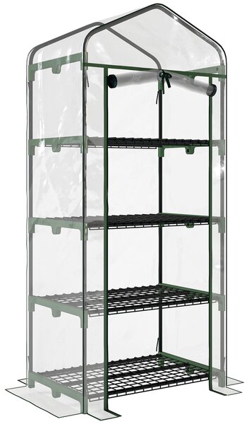 Outsunny Sera pentru Balcon Compacta cu 4 Rafturi pentru Plante, Sera pentru Gradina cu Acoperis din PVC Transparent, 70x50x160cm | Aosom Romania