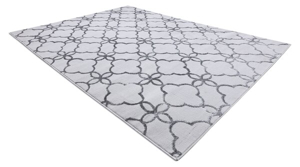 Covor MEFE modern 8504 Spalier, Flori structural două niveluri de lână gri inchis