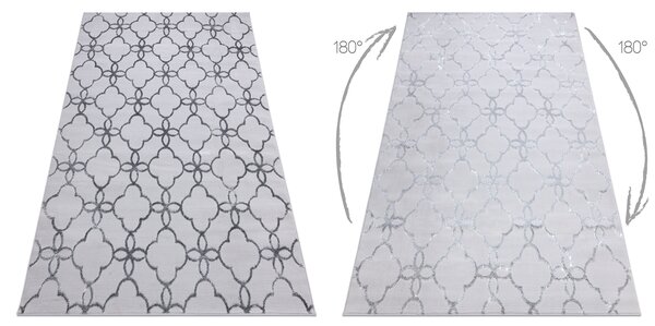 Covor MEFE modern 8504 Spalier, Flori structural două niveluri de lână gri inchis