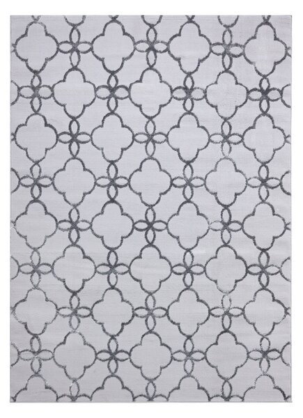 Covor MEFE modern 8504 Spalier, Flori structural două niveluri de lână gri inchis