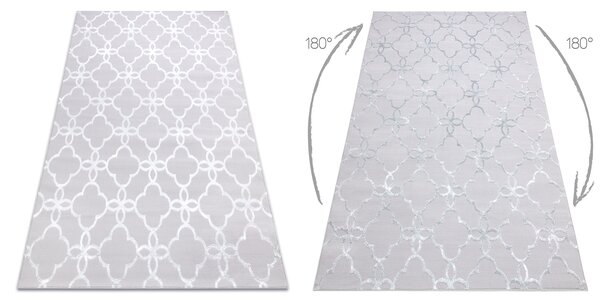 Covor MEFE modern 8504 Spalier, Flori structural două niveluri de lână gri / alb