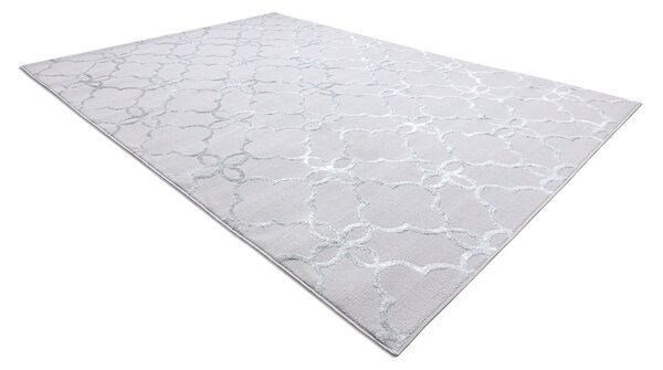 Covor MEFE modern 8504 Spalier, Flori structural două niveluri de lână gri / alb