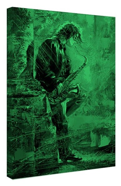 Tablou fosforescent Tanar cantand la saxofon