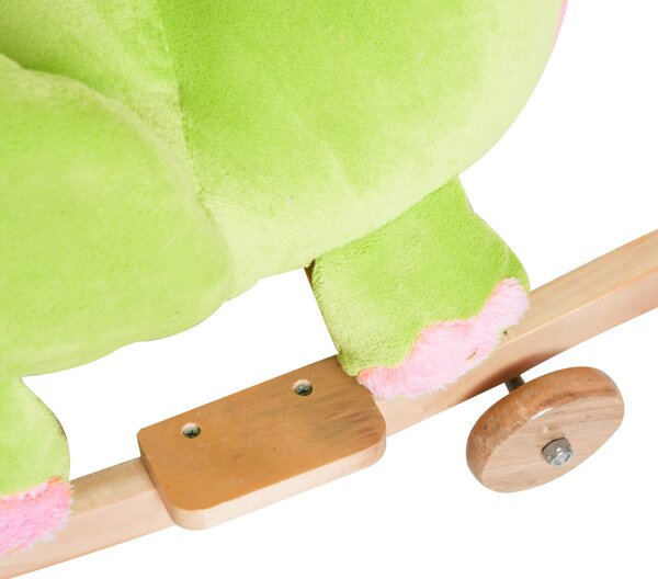 Calut Balansoar cu Roti, Calut Balansoar sub Forma de Dragon pentru Copii 18-36 luni, din Lemn si Plus Verde HOMCOM | Aosom Romania